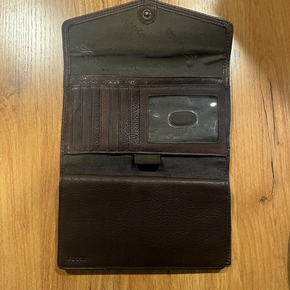 Fossil Brown Wallet, Checkbook Cover & Photo Insert Y2K Vintage Genuine Leather - Picture 3 of 5